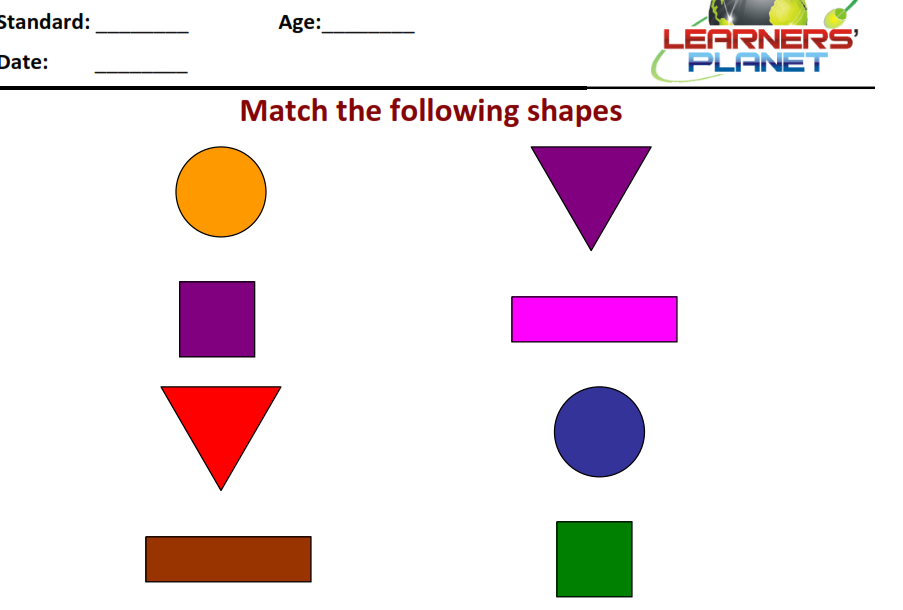 Match the shape worksheet-kindergarten